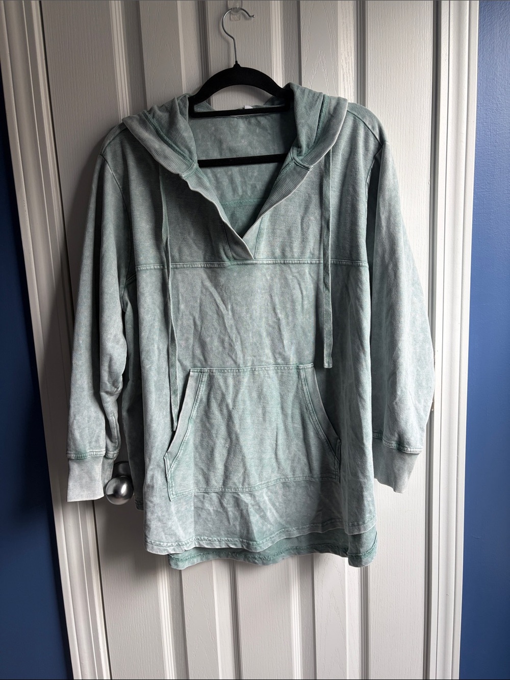 JANE + DELANCEY Green Mineral Wash Pullover Hoodie Oversized High Low 1X